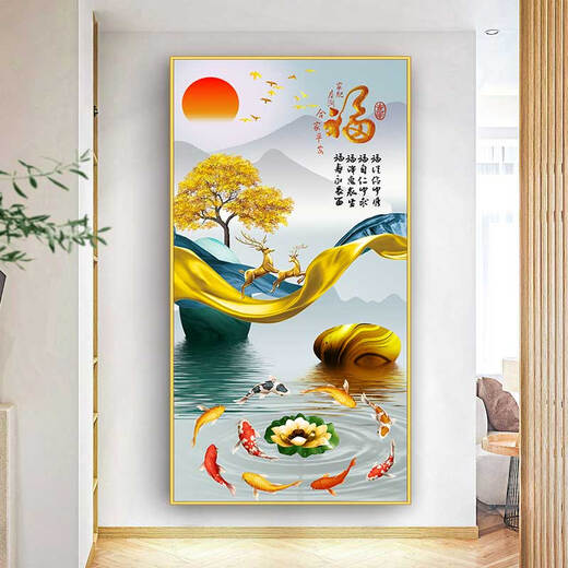 喆炜家玄关贴画自粘装饰画客厅入户进门走廊背景墙3D立体墙贴壁画贴纸 柿柿如意-XG-1365 自带背胶超小:宽40cmx高80cm