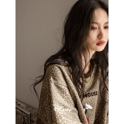 迪士尼贝妍睡衣女夏季薄款凉感纯棉米奇豹纹短袖短裤大码套装外穿家居服 D10794图色 XL