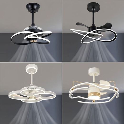 Opp Lighting (OPPLE) 2024 new invisible ceiling fan lights, large wind power household dining room, bedroom electric fan integrated chandelier mute invisible model 9227/white 60CM frequency converter remote control + direct