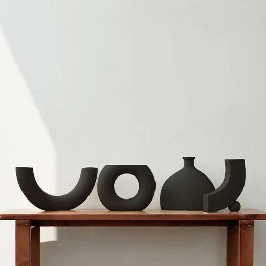 Retro ceramic vase ornaments living room flower arrangement Wasabi air-dried flowers ins art creative black flower appliance wholesale HP1585B black