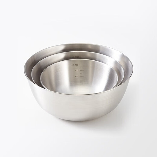 MUJI stainless steel basin tableware household kneading basin vegetable washing basin and basin cooking basin silver L diameter 22*height 9.1cm