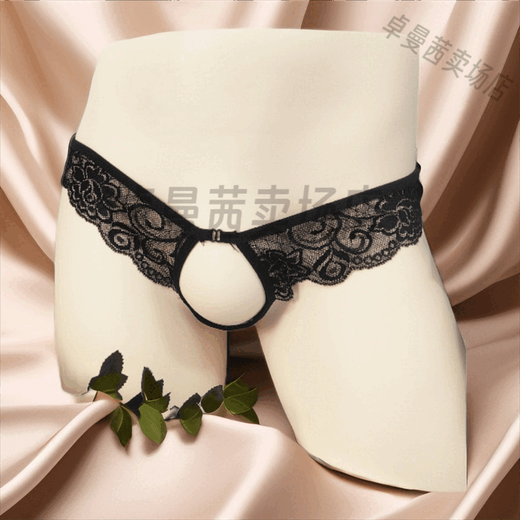 Universal men's underwear, sexy and private, new style, men's lace see-through underwear, thong, couples, open crotch, open crotch pants, female rose red, 1 pair M 70-90Jin Jin equals 0.5 kg