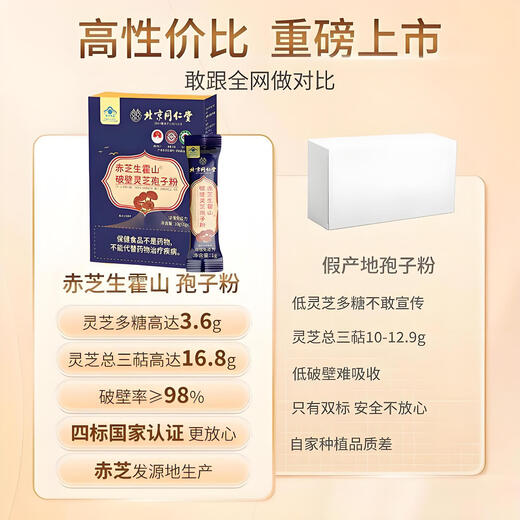 Beijing Tongrentang Ganoderma Lucidum Polvo de esporas, polvo de esporas, polvo de esporas de pared rota, mejora de la inmunidad, adulto, de mediana edad y ancianos, regalos visitantes, 5 cajas, 50 bolsas [dárselo durante el año nuevo]