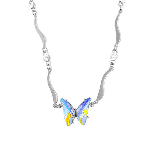 Fu Zi bow zircon light luxury tassel necklace women's necklace light luxury niche collarbone chain autumn and winter stacking accessories X1396 silver