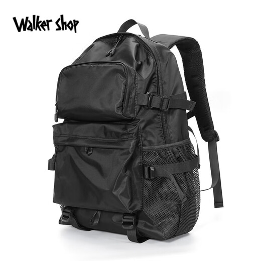 Walker Shop 轻奢背包多功能日常通勤双肩包2025新款时尚轻便休闲旅行包 黑色
