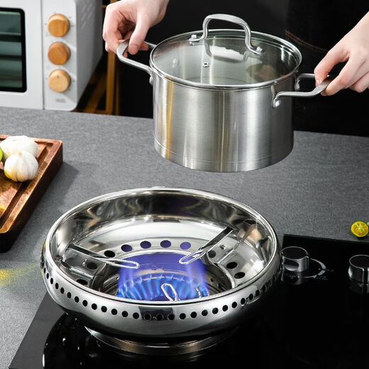 Estufa de estación fría tecnología negra popular acero inoxidable a prueba de viento escudo térmico concentrador de fuego para estufa de gas doméstica anillo extra grueso a prueba de viento de doble capa extra grueso doble capa resistente a quemaduras material de acero inoxidable sin deformación