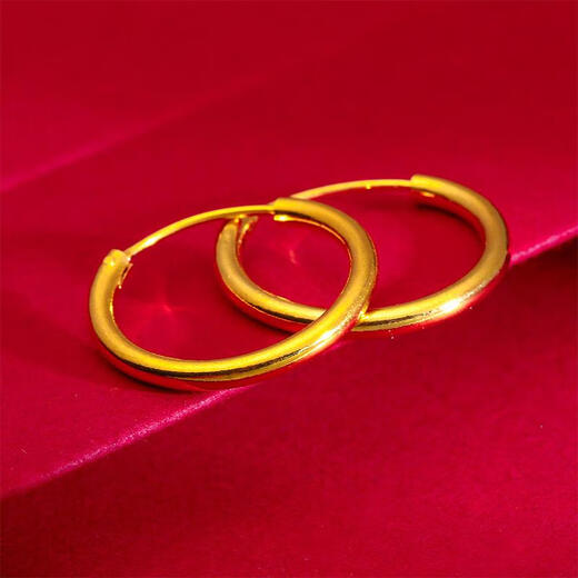 OIDSG Old Phoenix 999 Vietnamese sand gold baby's breath earrings women's imitation gold temperament plain hoop earrings that will not fade for a long time No. 1 baby's breath earrings 20 mm