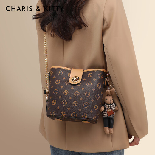 CharisKitty小c&k包包女款2025年新款通勤水桶包单肩斜挎女包生日圣诞节礼物 CK女包-咖色【送女友老婆女生礼物走心】
