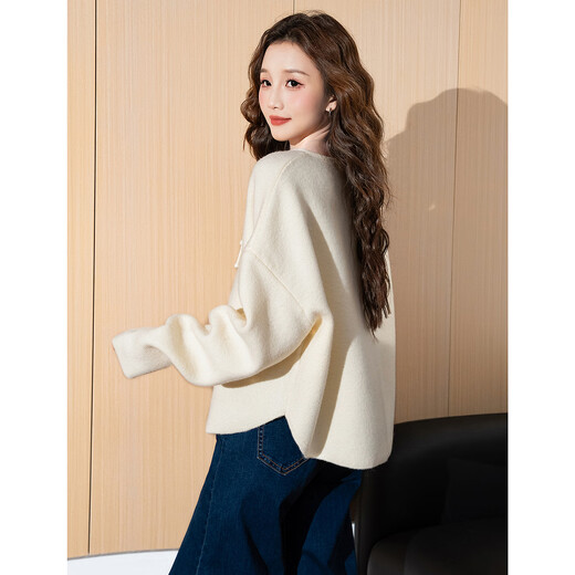 TonLion 2025 autumn and winter women's wool new Chinese style solid color special button sweater