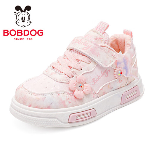 巴布豆童鞋女童秋款时尚百搭跑鞋软底舒适儿童板鞋101553195浅粉色30