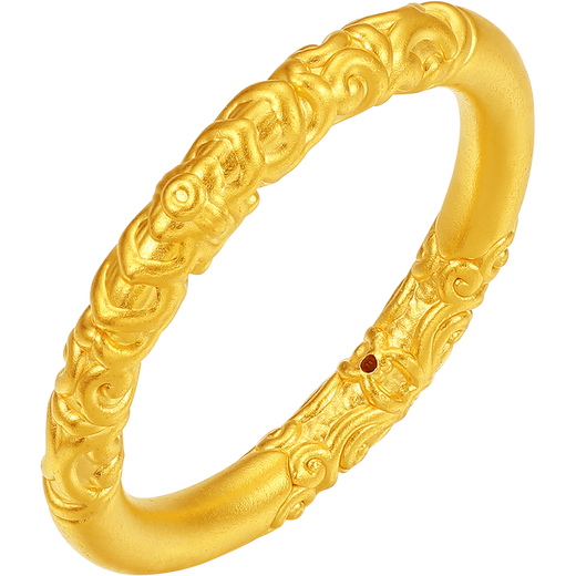 Saturday blessing scroll grass pattern gold ring women's pure gold birthday gift price A0115846 No. 13, about 1.15g