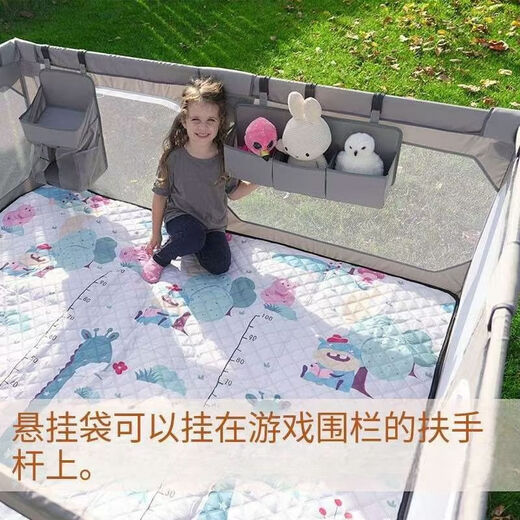 
ZNMW crib hanging bag baby diapers storage bag diaper bag 3D bedside hanging basket shelf can be washed with smoke gray PP board + Oxford cloth