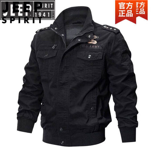 JEEP SPIRIT autumn and winter men's jacket, flight staff jacket, World War II military fan lapel, ejection top, 9930 military green, thin model, M 90-115Jin[Jin equals 0.5 kg] Recommended