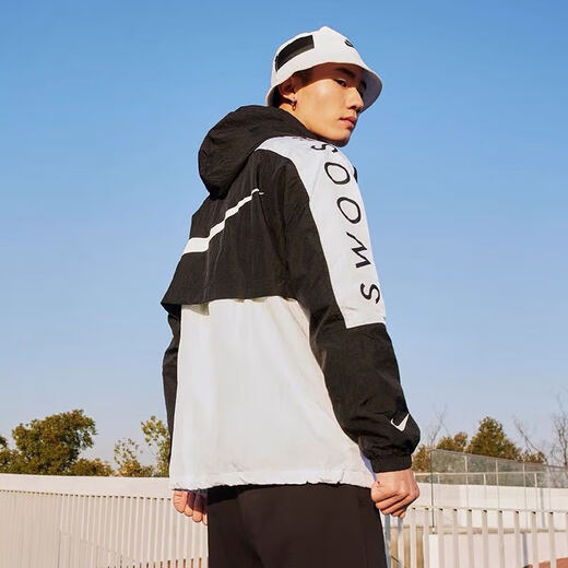耐克（NIKE）春秋新款休闲2024情侣连帽外套学生户外运动夹克男女防风梭织风衣 红色 薄款高质量 S