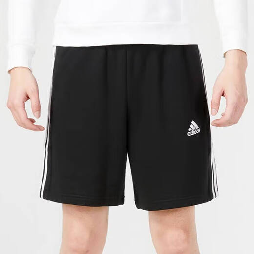阿迪达斯 （adidas）针织纯棉宽松透气休闲裤男裤新款跑步健身训练运动裤五分裤短裤 IC9435/有抽绳，刺绣logo L 180/86A  建议150-170斤