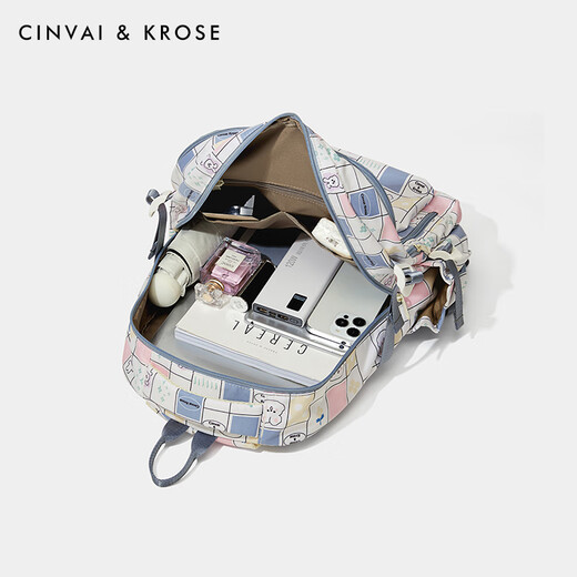 Cinvaikrose Site officiel Small C / K Bags Bags Women's Bag Schoolbag Women's 2025 Nouveau sac à dos léger voyage grande capacité Sac à dos Blue Plaid