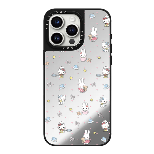 Red Apple (RED APPLE) adapted to CASE joint Miffy Rabbit Katie Apple 16promax mobile phone case iphone15 mirror protective case 14pro magnetic MagSafe acrylic 13 cute card CASE [CS15259 Miffy Bear] upgraded version white frame