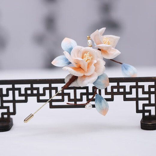 Companion Fu velvet flower simple brooch pearl ancient style Hanfu accessories new Chinese style corsage pin jewelry Yunyan