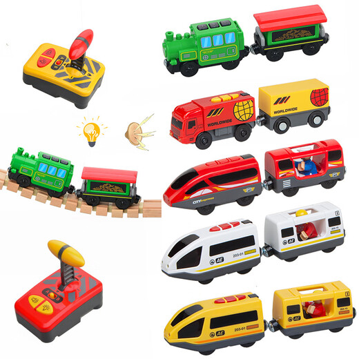 Tbkjoys Fernbedienung Hochgeschwindigkeit Elektromütiges Zugspielzeugkompatible Holzstrecke Kinder Fernbedienung LKW RC (Farbbox