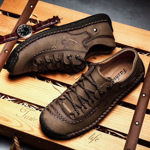Región occidental zapatos de cuero para hombres de camello de verano zapatos casuales hechos a mano delgados a mano transpirables al aire libre 48 zapatos de hombres de cuero genuino de gran tamaño 9931 negro 38