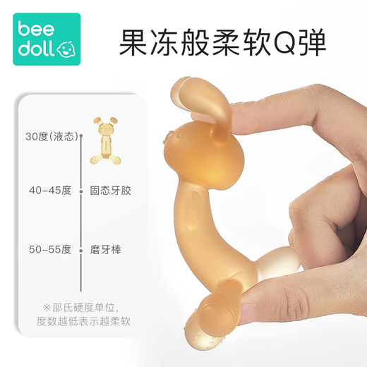 Beedoll Beidou ear rake rabbit teether baby molar stick baby chew gum oral period silicone toy anti-eating hand artifact strawberry powder (storage box + anti-drop chain)