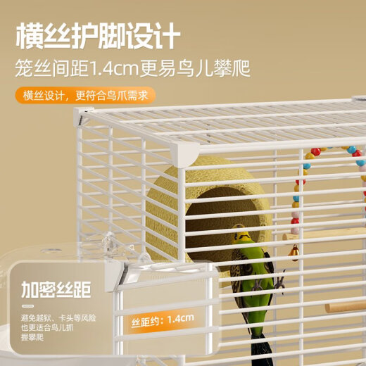 全景鸟笼鹦鹉笼子家用大号虎皮玄凤牡丹专用新型豪华别墅带繁殖箱 铁网款白3层起居10套餐大空间起 37*37*9737*37*130