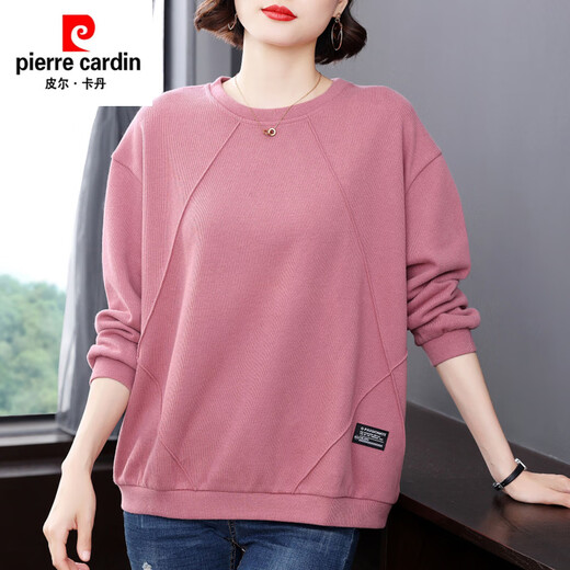 Pierre Cardin Mother Sweatshirt décontracté Femmes Shirt de base lâche 2025 Nouveaux vêtements d'automne Portez des vêtements et des vêtements d'automne d'âge moyen et âgés à la mode 694 Orange L recommandé 105-115Jin [Jin est égal à 0,5 kg]