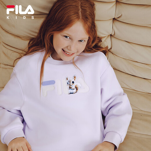 FILA【抗菌功能】斐乐儿童童装2025年冬季新款男女童小童加绒卫衣 樱花浅粉-PK 150
