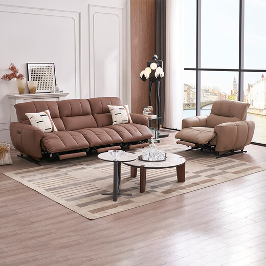 
CHEERS [offline store style] First class Italian minimalist leather electric function zero-wall sofa 13005 Four-seater double electric-Mochamus [12157 one table and four chairs] Delayed delivery (see customer service for details)