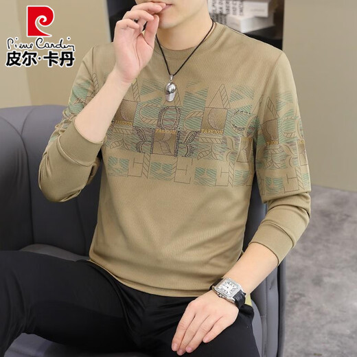 皮尔卡丹（pierre cardin）2025春秋新款男士长袖T恤欧货潮男帅气时尚卫衣加大码打底衫体恤 【春秋】6628黑色 薄款 M 90-115斤