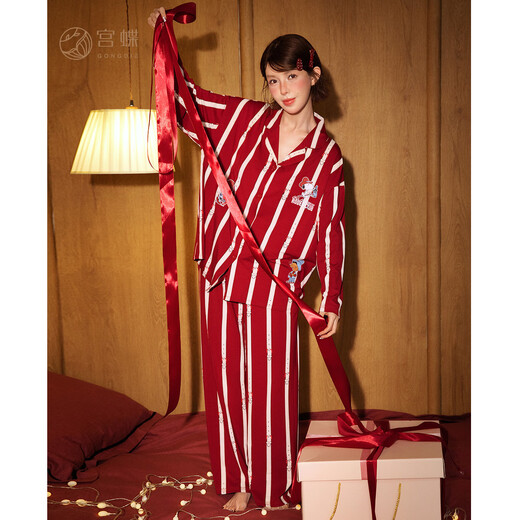 Gong Die Light and Soft Snoopy Red Couple Pajamas for Women Newly Married Long Sleeve Zodiac Year Home Clothes for Men