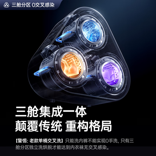 OJA hot-selling 100W丨Three-chamber pasteurization washing underwear washing machine three-cylinder fully automatic wall-mounted small washing and drying all-in-one sock machine three-cylinder sterilization, cooking, washing and dehydration, a must-have for lazy people, three-cylinder washing, drying and drying in one