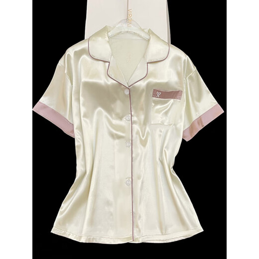 北极绒2025年新款睡衣女士短袖夏季薄款可外穿家居服套装春夏天 FS_9214#开衫双短 蕾丝口袋 2XL