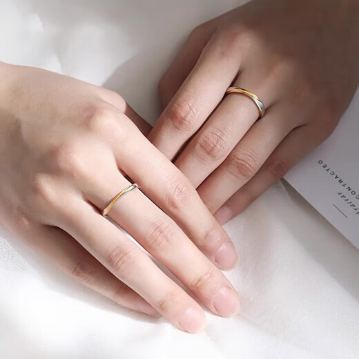 DR Mobius gold thread couple ring pt950 platinum engagement ring Valentine's Day birthday gift for boyfriend and girlfriend gold thread pair ring