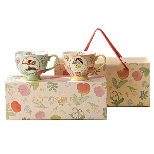 Dahui Senior Couple Matching Cup Practical Gift for Newlyweds Breakfast Cup for Bride and Friends Mug Water Cup Souvenir Hand-painted Breakfast Matching Cup Gift Box Set for Boys and Girls