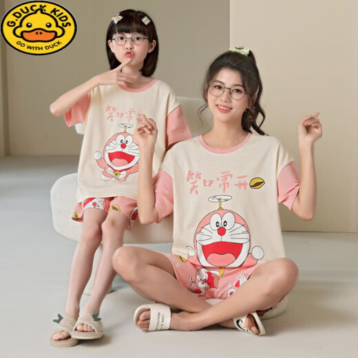 G.DUCKKIDS儿童睡衣夏季薄款女童草莓熊短袖套装女孩纯棉家居服亲子装母女装 6636库洛米 165 妈妈S码140-155CM约70斤