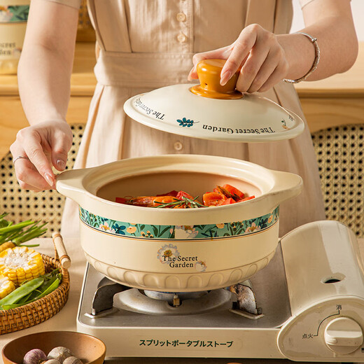 Persson Ceramic Casserole Home 2025 New Casserole, High Temperature Resistant, Dry Burning Resistant, Not Easy to Crack, Soup Pot, Special for Gas Stove, Mysterious Garden Casserole (Suitable for 3-4 People) 2.5L