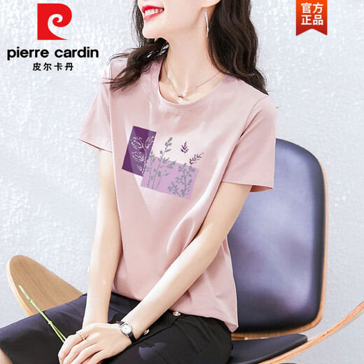 皮尔卡丹（pierre cardin）棉短袖t恤女装宽松韩版粉色半袖体恤衫夏装2025年新款夏季上衣时 Z-4050灰粉+Z-6193灰粉 M (建议80-105斤)