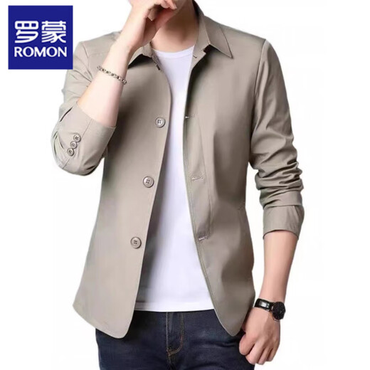 Romon (Romon) Frühlings- und Herbst-Herrengeschäft Casual Jacket Anzug mittlerer und junger Menschen mit Mitte der Farbe Dünne koreanische koreanische Windbreaker-Jacke hellgrau 1048 l [Empfohlen 118-138jin [Jin ist gleich 0,5 kg]]