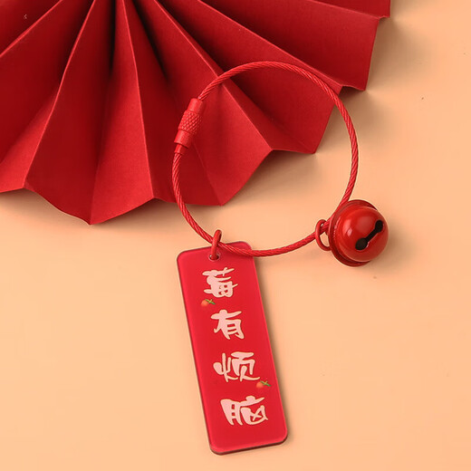 Acryl doppelseitiger kreativer Text DIY Schlüsselbund Pendellerie Good Persimmon Segen Text Rucksack Hanging Ornament Blessing Text Keychain*3 (zufällige Farbe)