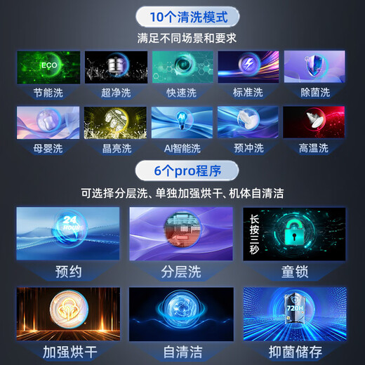 Wupin Source Factory 18 sets of built-in dishwashers, independent dual-purpose 105, intelligent automatic opening and closing door drying, intelligent washing and layered washing, five-star disinfection WU10 23-inch color screen, intelligent opening and closing door drying, black