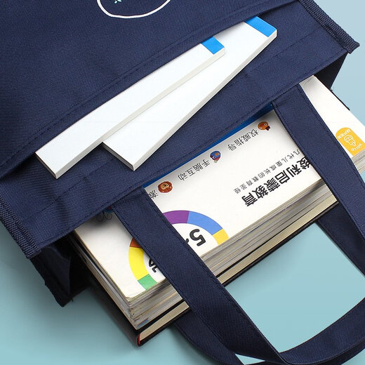 A4 Tutorial Einkaufstasche doppelt eingedickte Doppelschicht Oxford Canvas File Beuteltasche Wasserdichte Auskleidung mit Wasserbecher klein 7371 Große Doppelschichtspeicher Morandi Gray