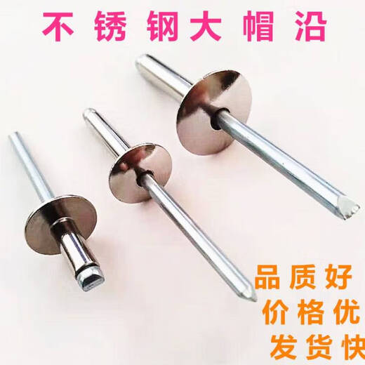 CLCEY304不锈钢帽檐厢式汽车开口抽芯铆钉柳丁柳钉大帽沿圆头拉钉 全钢4*20*12250只