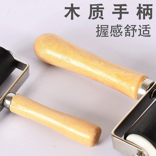 YIZHIBI wooden handle printmaking ink roller black glue roller rubber roller brush 6cm/10cm art student student painting pigment ink roller painting rubbing tool glue roller 10cm wooden handle roller 1 single