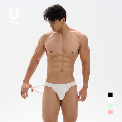 UPRO尤璞螺纹芭比粉色性感丁字裤男士绑带三角短裤纯白黑色提臀裤 白色 2XL