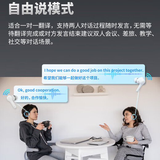 SNZESKE in-ear Bluetooth translation headset 144 languages ​​mutual translation simultaneous interpretation overseas travel artifact multi-language foreign language translator Translation electroplating white gift box/Beijing warehouse delivery/next day delivery