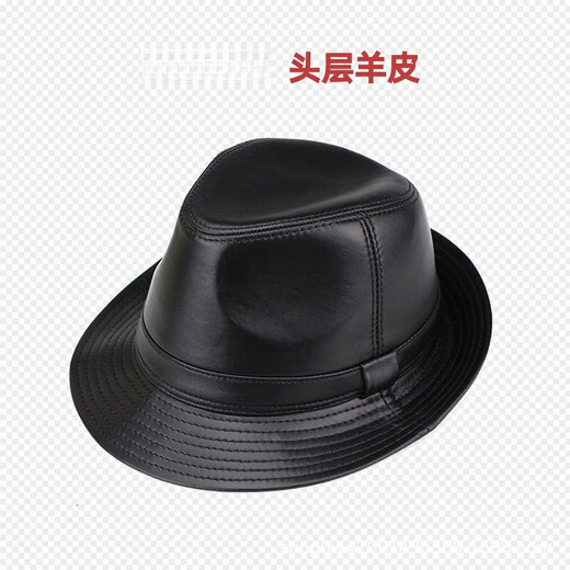 Woodpecker (TUCANO) Spring and Autumn First Layer Genuine Sheepskin Hat Shanghai Beach Men's Top Hat Gentleman Cowboy British Jazz Hat Middle-aged and Elderly Men's Hat Sheepskin Black L(56-57)CM