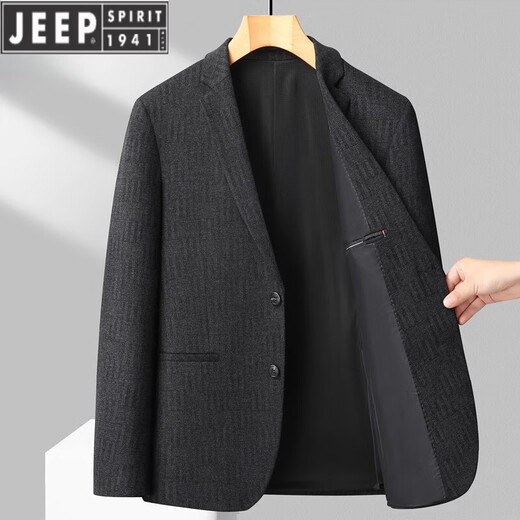 Jeep Spirit Blazer Men's Business Casual Small Small Single-Piece Spring and Automne Formal Wear Dad d'âge moyen 9926 Gray [Dark Pattern] M 170 [suggéré 100-119Jin [Jin est égal à 0,5 kg]]]