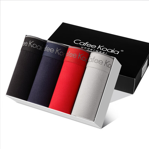 CK4条装纯棉大码肥佬男士内裤加大加肥透气大红四角短裤全棉质裤头 CK4877_黑色_宝蓝_深灰_浅灰 4XL _165-185斤左右