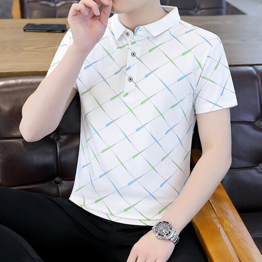 Fat Donglai 2025 summer new Polo shirt short-sleeved men's trendy brand ins slim lapel half F9226 white M